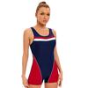2024 Colorblock Sports Swimsuit Women's Backless Conservative Swimsuit