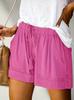 Women Solid Color Casual Shorts Adjustable Drawstring Waist Breathable Loose Fit Summer Beach Vacation Shorts