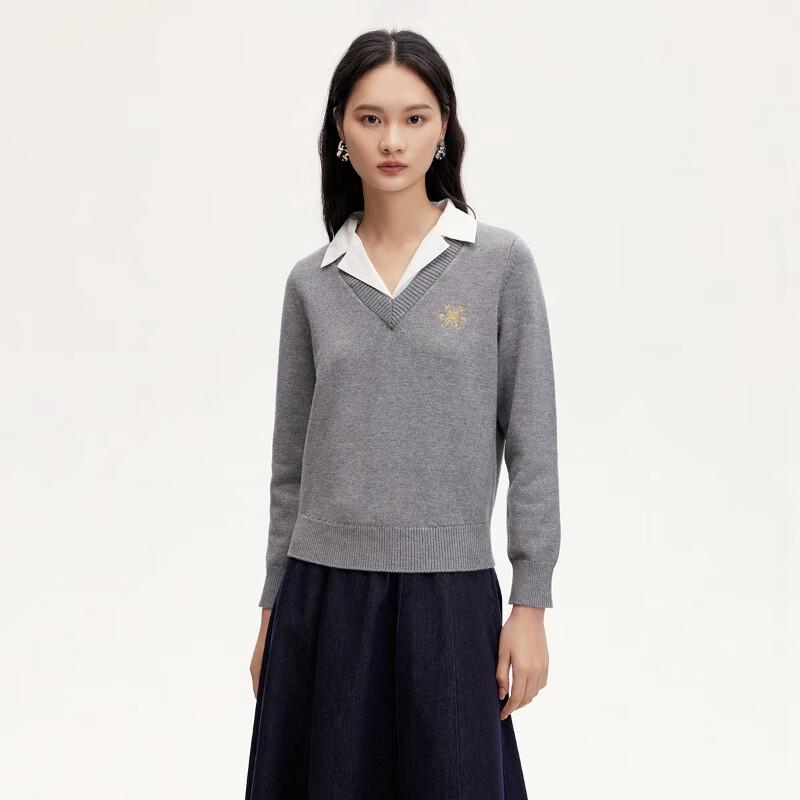 Veromoda Women's College Style Detachable Collar Knit Top