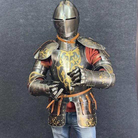 Renaissance Foot Combat Armor Classic Steel Sabatons Armor Wearable Half Body Armor Suit LARP, Cosplay Display Suit