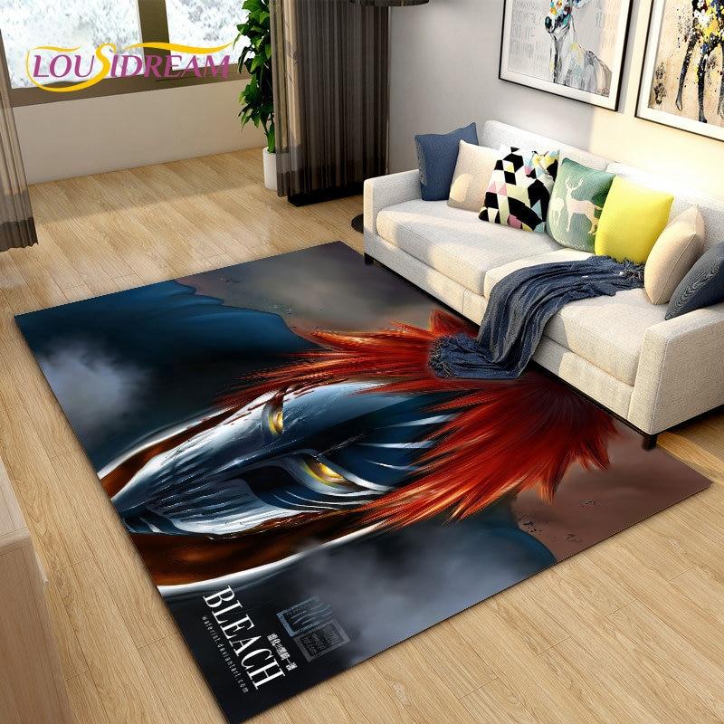 Bleach Japan Anime Cartoon Area Tapete Grande, Tapete de Carpete para Sala de Estar Quarto Sofá Capacho Decoração, Tapete de Piso Antiderrapante para Brincar de Criança