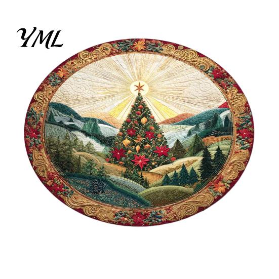 Soft Imitation Cashmere Rug Round Christmas Rug, 39" Santa Snowflake Pattern, Non Slip Carpet Holiday Area for Home Living Room Bedroom Decor Washable