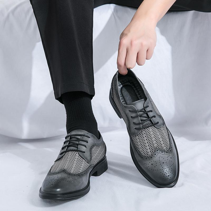 Sommer Mode Neue Atmungsaktive Air Mesh Patchwork Schnürung Oxford Schuhe für Herren Designer Marke Hochzeit Abschlussball Homecoming Schuhe