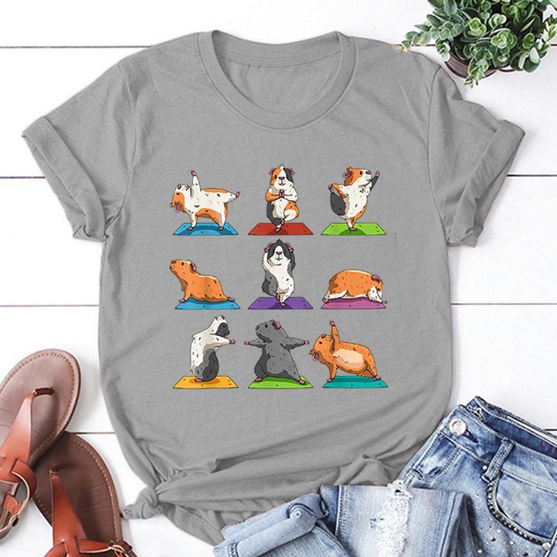 Jóga Morče Potisk Tričko Unisex Cool Letní Ležérní Tričko