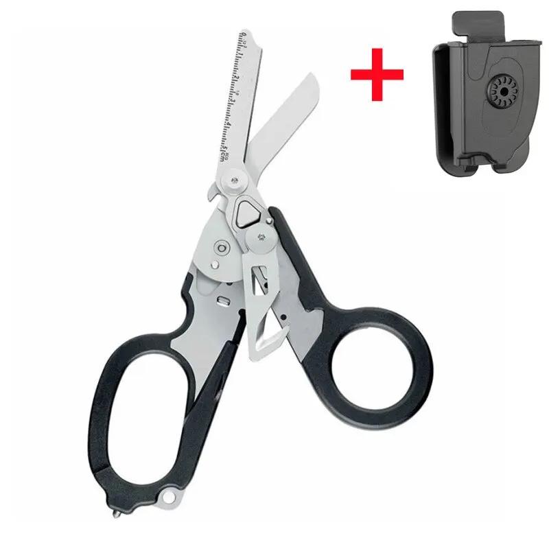 Multifunction First Aid Tactical Folding Scissors Outdoor Survival Tool Combination Tactical Scissors/sheath Stainless Steel