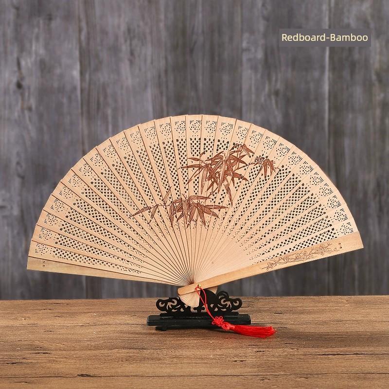 Heshantang Gift Ancient Style Hollow Craft Full Wooden Folding Fan