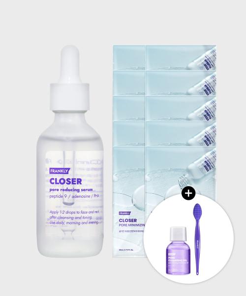 Frankly Closer Serum 60ML + Closer Mask Pack 10pcs Set (with Pore Brush + Cleansing Oil 20ml Gift) NONE