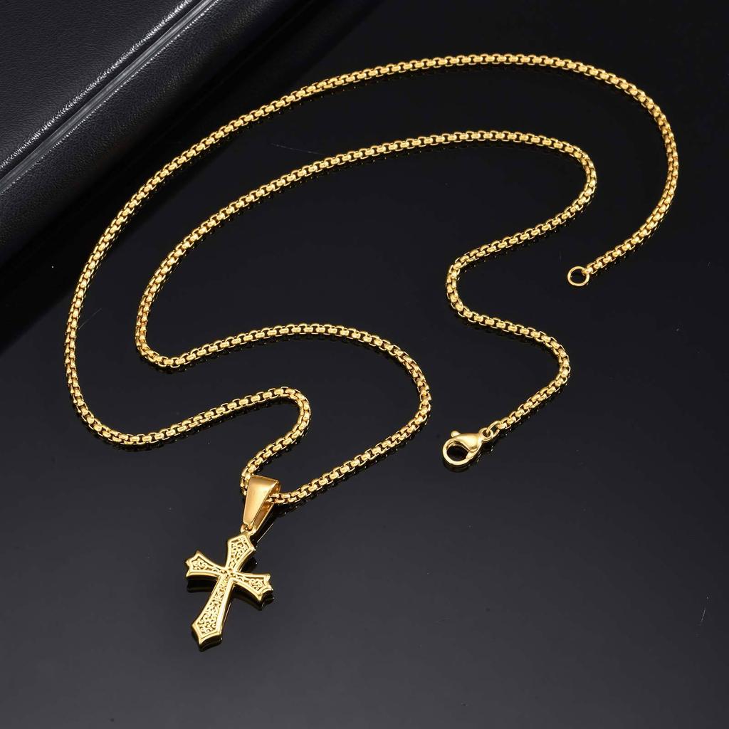 Personalized Men'S Simple Stainless Steel Cross Pendant Steel Necklace, Quanxi Water Pn-2012