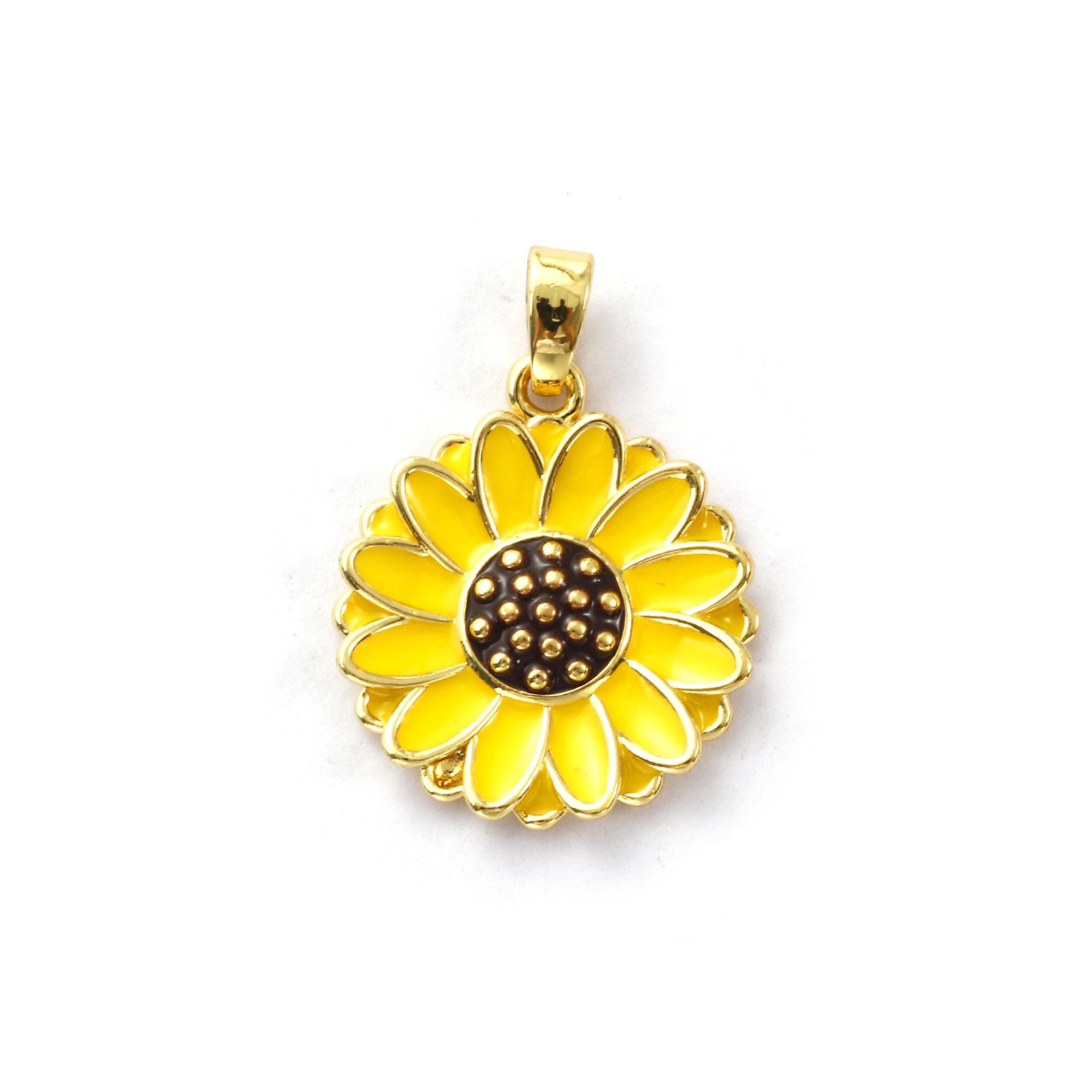 

2 PCs Brass Pendants 18K Gold Plated Yellow Daisy Flower Pendants For DIY Necklace Jewelry Making Findings