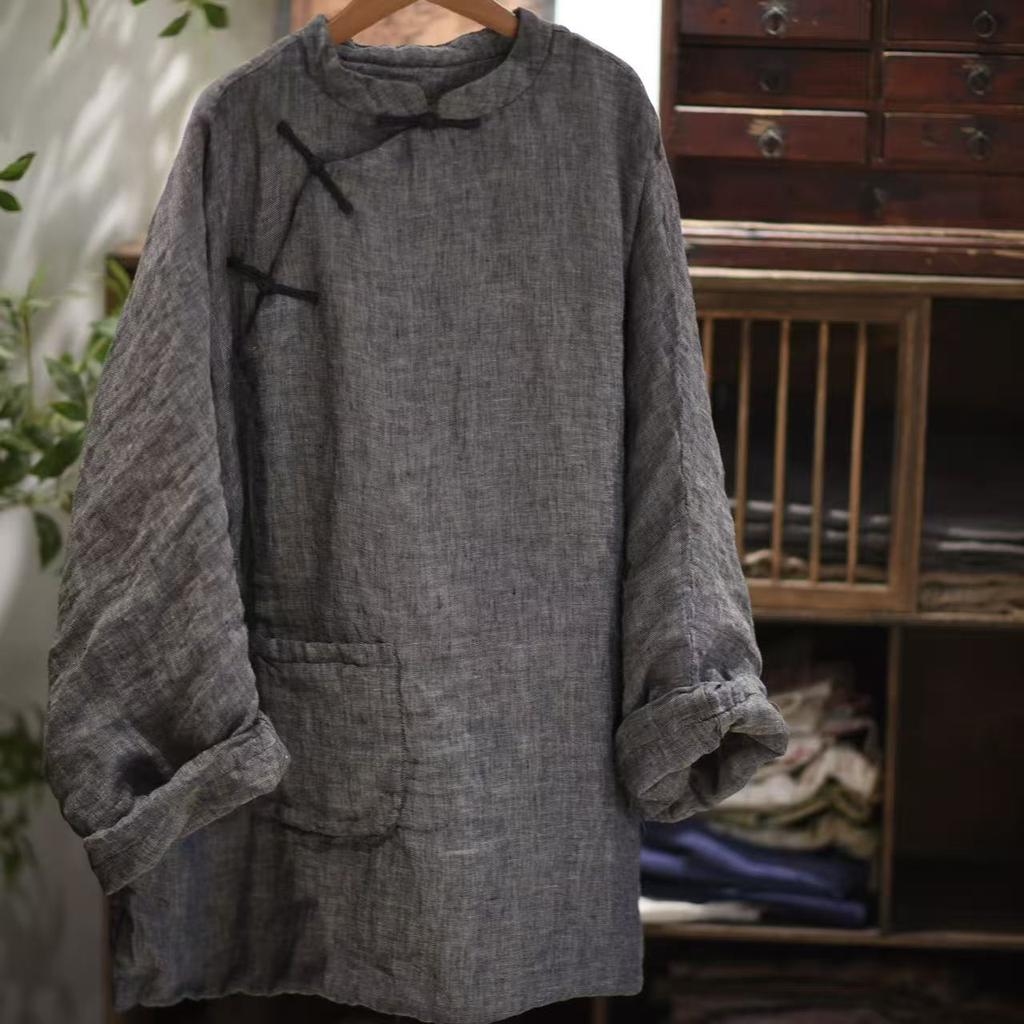 Johnature Cappotti Invernali Vintage da Donna a Collo Alto Monocolore a Maniche Lunghe Caldi Cappotti Cinesi