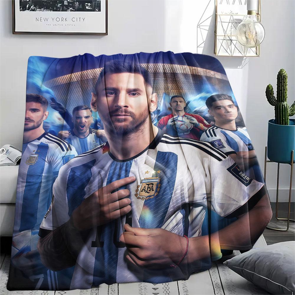 1PC Leo Messi Patterned Flannel Blanket Suitable For All Seasons for Home Decor Warmth and Comfort Gifts Holiday Present