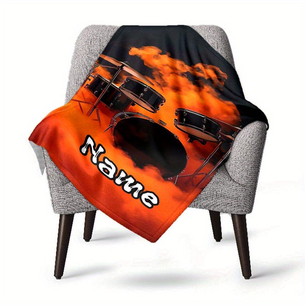 Drum Set With Orange Smoke Home Blankets Comfortable Soft Lightweight Multiseasonal Blanket For Picnics Sofas Offices Beds Living Rooms Perfect Gift
