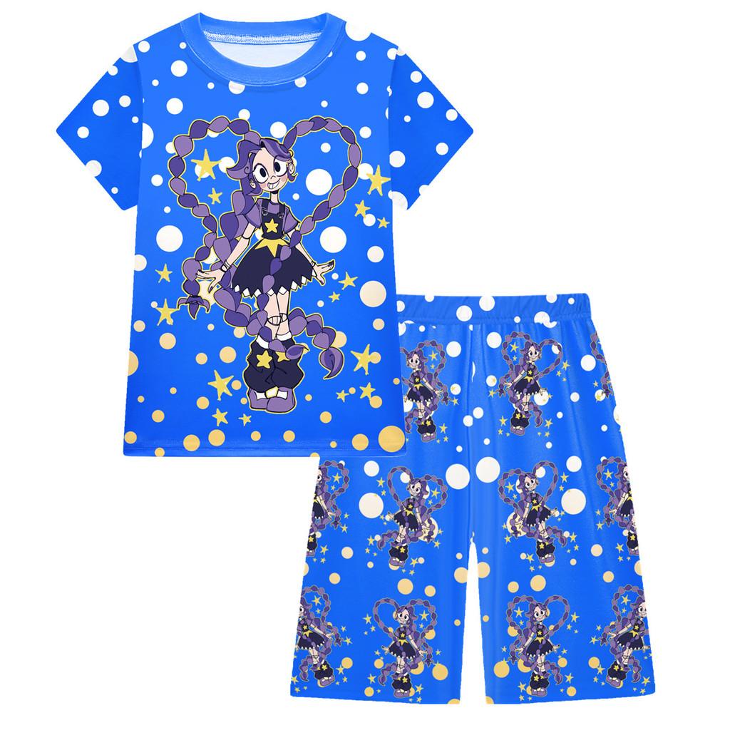 19770 Kids Girls Lily Lovebraids Printed Casual Short Sleeves T-Shirt Pants Shorts Clothes Sets