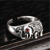 Creative Red Eyes Elephant 925 Sterling Silver Jewelry Auspicious Wishful Personality Animal Exquisite Opening Rings  R323