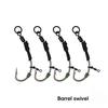 4Pcs Carp Fishing Rig Hook with Antitangle Sleeve, Carp Fishing Ronnie Rig Hook Baits Stoppers Baits Screws Terminals Tackle