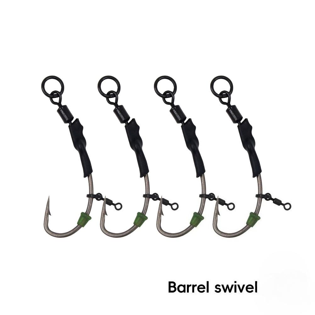 4Pcs Carp Fishing Rig Hook with Antitangle Sleeve, Carp Fishing Ronnie Rig Hook Baits Stoppers Baits Screws Terminals Tackle 8