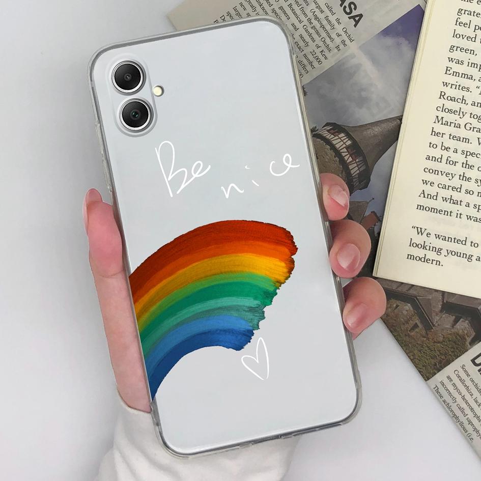 

Чехол для Samsung A15 A05 A35 A55 5G S23 FE S24 Plus Ultra Чехлы для телефонов Милый медведь Радуга Прозрачный силиконовый противоударный бампер из ТПУ для Galaxy Capas Samsung A55 5G