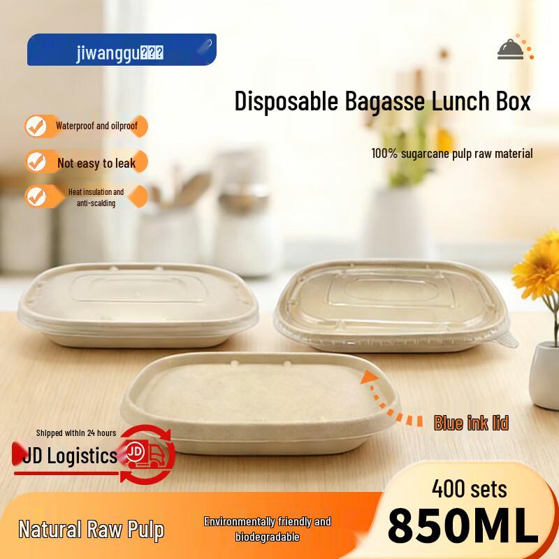 

850ml Eco-Friendly Bagasse Disposable Takeaway Containers