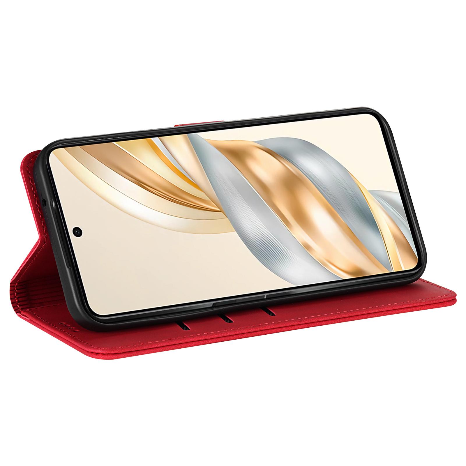 

AZNS For Honor X60 Pro 5G Case PU Leather Wallet Phone Cover Red