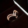 New Geometric V Shape Sparkling Set Zirconia Women's Ring Fashion Trend Design Wedding Party Jewelry Accessories