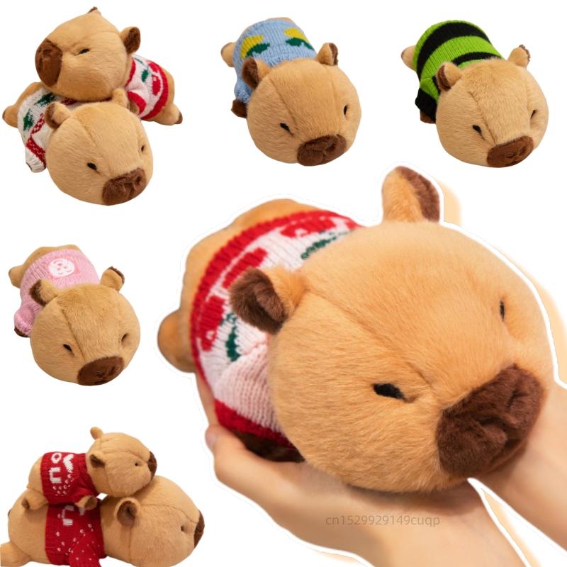 20/36cm Cartoon Dressing Capybara Plush Doll Pillow Lying Sweater Capybara Stuffed Animal Home Decoration Gift For Children