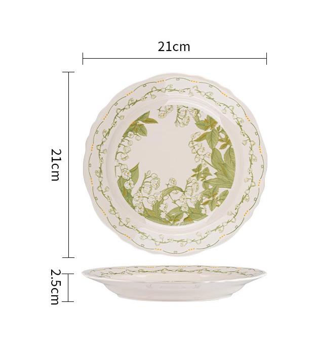 

Household Ceramic Plate New Flower Pattern Underglazed Colour Aesthetic Kitchen Tableware High End Exquisite Round Dinner Dishes 8 inches