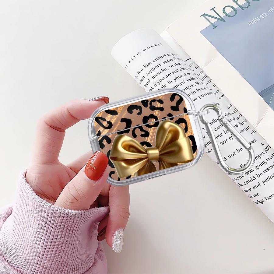Clear Earphone Cases Cover Case For Airpods Pro Pro2 4 Pro3 2 1 3 Leopard Print Bow