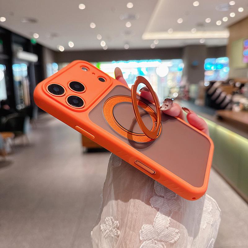 For Apple 17 Pro Max360 Stand Mobile Phone Protective Case Matte Anti-fingerprint