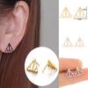 Korean Style Geometric Triangle Hollow Flower Ear Cuff Earrings for Women