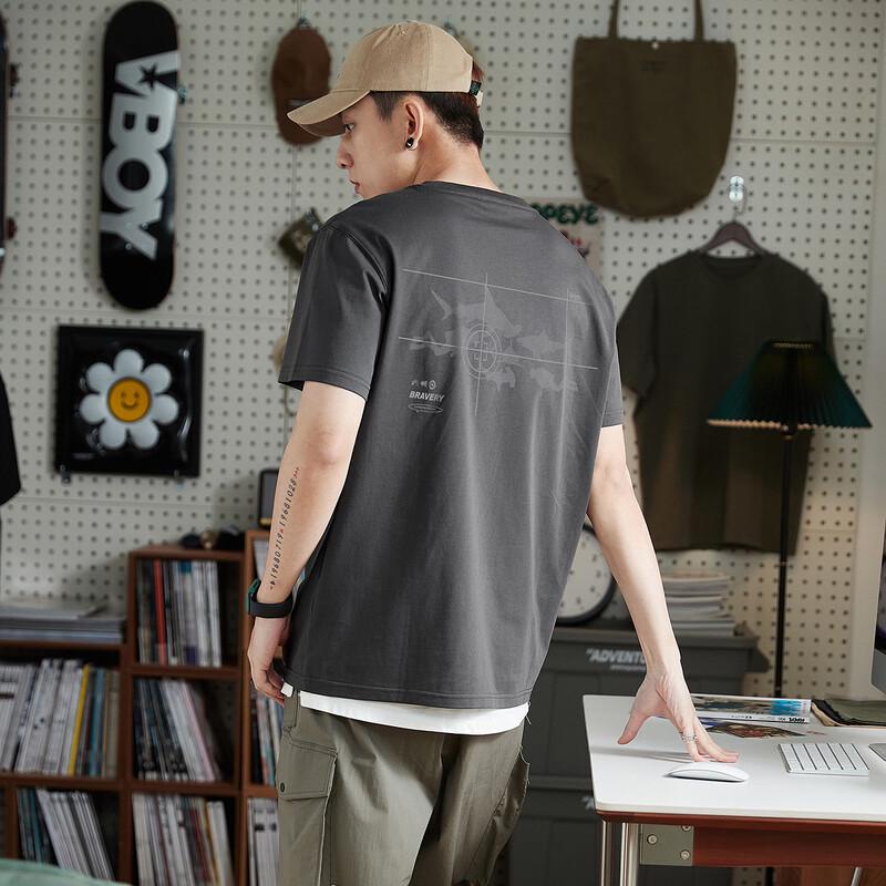 TonLion Men's 2025 Summer Back Graphic Loose T-Shirt