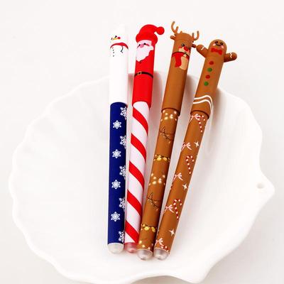 4 Stück weihnachtlich thematisierte löschbare Gelstifte, niedlicher Weihnachtsmann, Schneemann, Elch, Lebkuchenmann, 4 Farben Stifte, Schüler Schreibwaren Geschenk