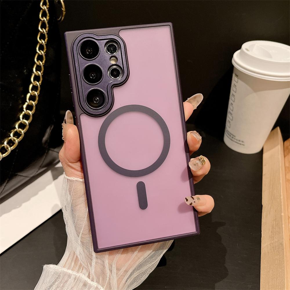 For Samsung Galaxy S24 S23 S22 S21 Ultra Plus FE Matte Translucent Antiskid Case Full Lens Protect Magsafe Magnetic Charge Cover