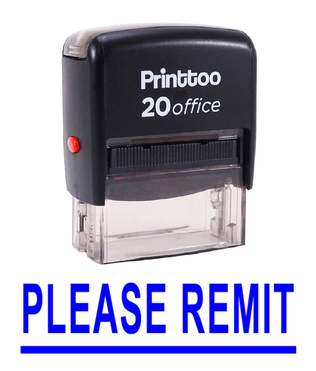 

Printtoo Office Stationary PLEASE REMIT Self Inking Rubber Stamp Custom 14 mm x 38 mm (Approx) синій