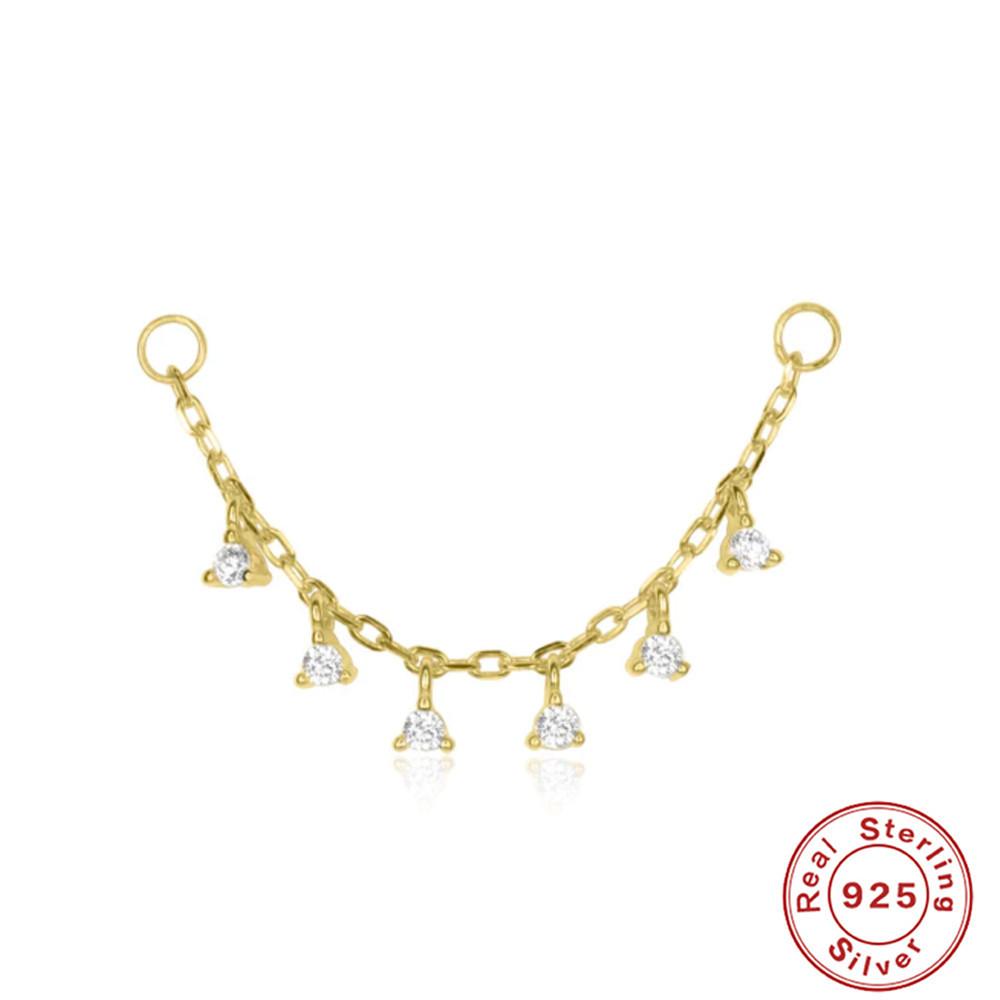 S925 Sterling Silver Fashion Personality Simple Versatile Chain Pendant Cartilage Chain Perforated Fashion Matching Earrings