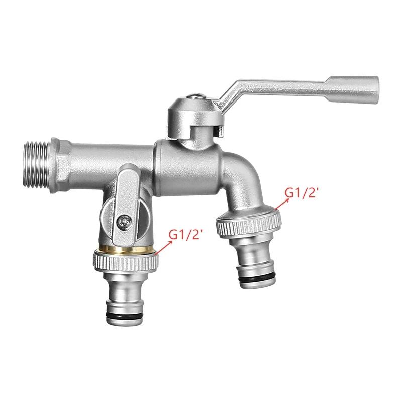 1PC Brass Bibcock 7 Colors Bronze Antique Outdoor Dual Outlet Faucet Washing Machine Out Garden Balcony Frost Protection Tap