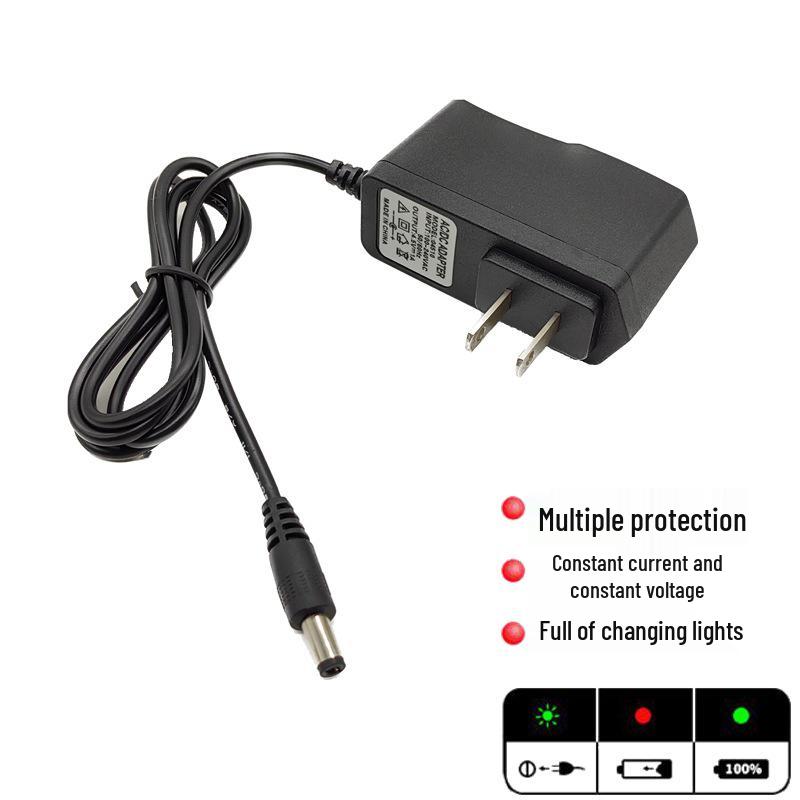 8.4V 1A Lithium Battery Charger for 18650 Polymer Batteries, Auto Stop Function, Dual-Cell Series, Charge Indicator Light