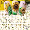 Nail Art Stickers Ins Summer Fresh Golden Sunflower Butterfly Color Watermark Nail Stickers