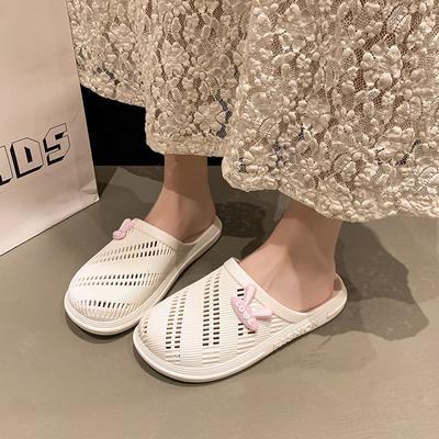 Flat Bottom Home Household Bathroom Hole Shoes Bag Head Slippers Summer Home Wear 2025 New Soft-soled Beach Shoes