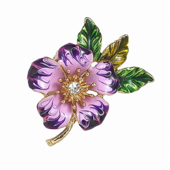 Women Brooch Enamel Flower Dripping Oil Anti-slip Wear-resistant Suit Coat Collar Hat Scarf Decoration Clothes Pin Prom Party Garment Jewelry