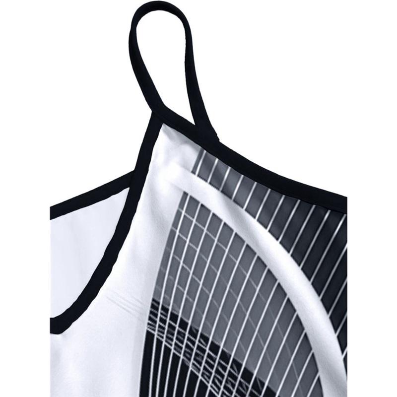 Summer Women's Sexy Pleated Beach Skirt Printed Casual Mid-length Dress
