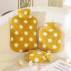 Yellow Polka Dot Hot Water Bottle - Thick, Skin-Friendly Hand & Foot Warmer, Large Size for Winter.
