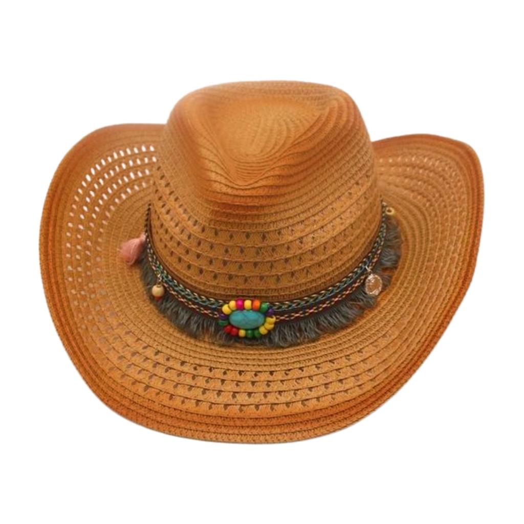 Spring And Summer Beach Outing British Bohemian Cowboy Hat Windproof Sunscreen Straw Hat
