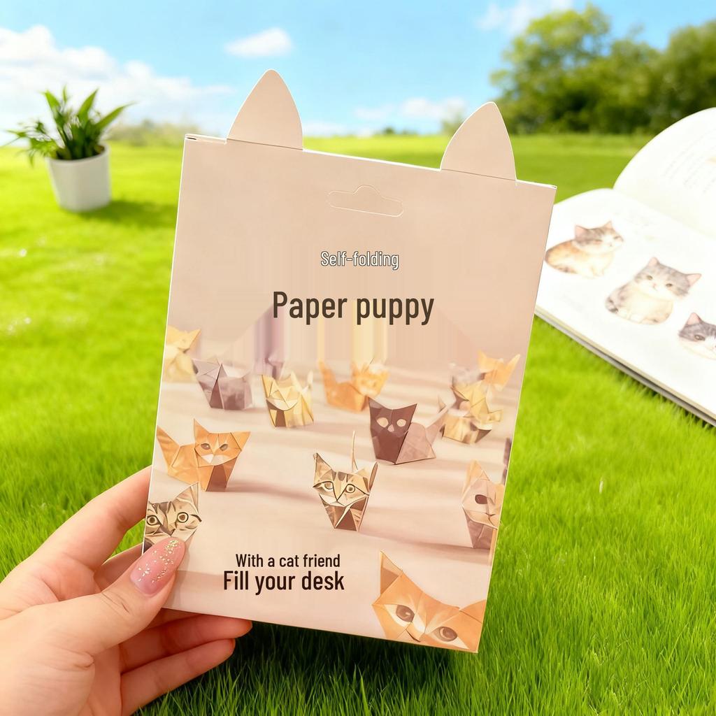 DIY 3D Origami Cat and Puppy Papercraft Model Kit