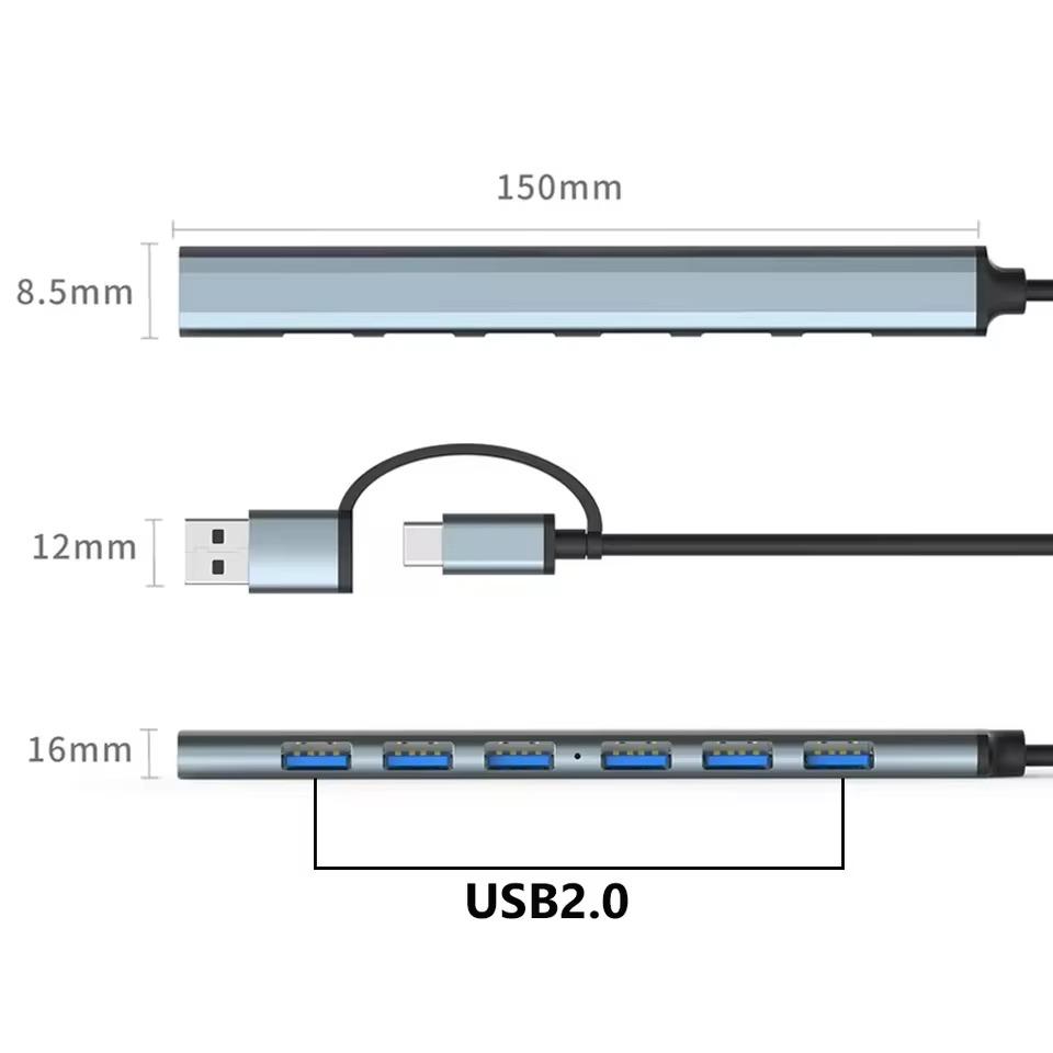 7 In 2 USB HUB Type C HUB Multi USB Splitter USB Adapter OTG USB To USB 3.0 HUB for Macbook Pro 13 15 Air Mi Pro PC Laptop