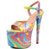 Sexy leopardí sandály Dámské letní boty 2025 Luxusní platforma Vysoké podpatky Módní Červené Barevné Párty Taneční Striptérské boty Dámské