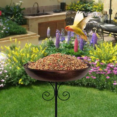 Metal Bird Bath for Outdoors Feeder Tray Garden Decoration with 5 Prong Stake Base