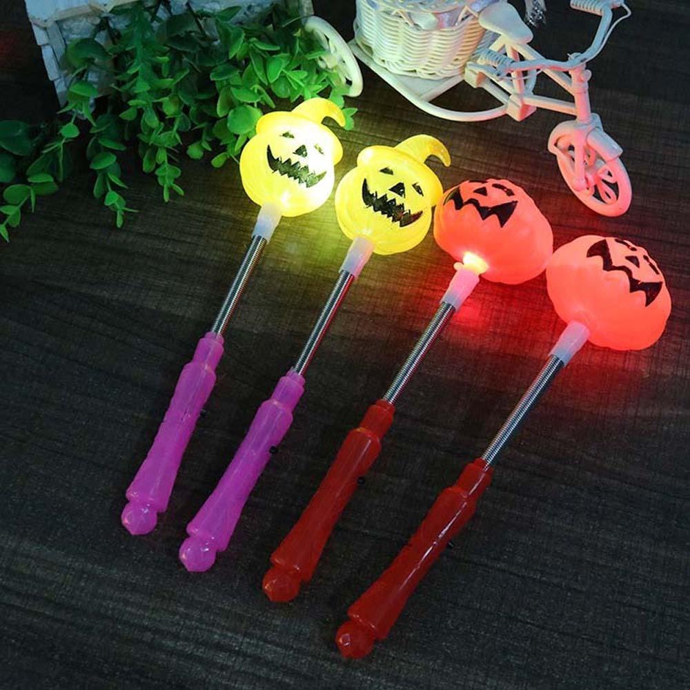 4Pcs LED Pumpkin Hand Lantern Luminous Pumpkin Stick Lantern Halloween Lantern Kids Toys