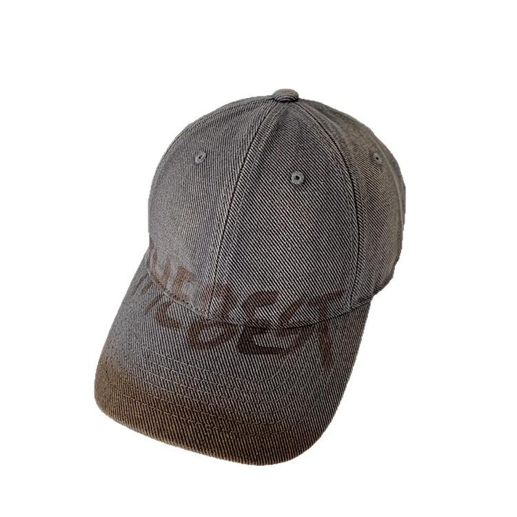 American retro washed distressed letter baseball cap for women with wide brim, suitable for large head sizes, makes the face look smaller, soft top