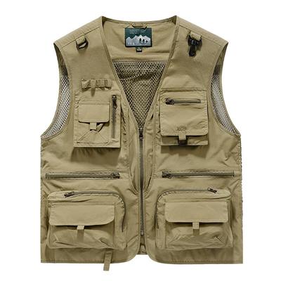 Multi-pocket Men's Spring and Autumn Mesh Quick-drying Vest Men's Leisure Outdoor Multi-bag Fishing Reporter Photography Vest Vest Overalls Vest