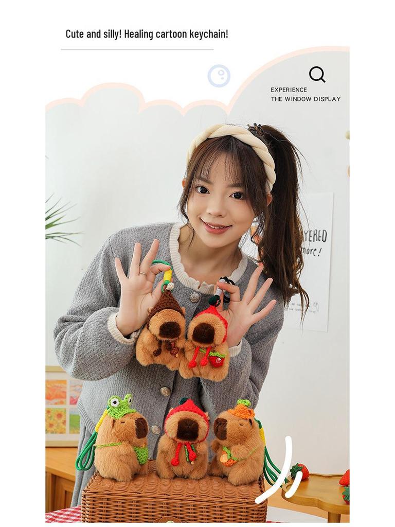 Capybara Plush Doll Keychain – Adorable Knitted Street Stall Gift